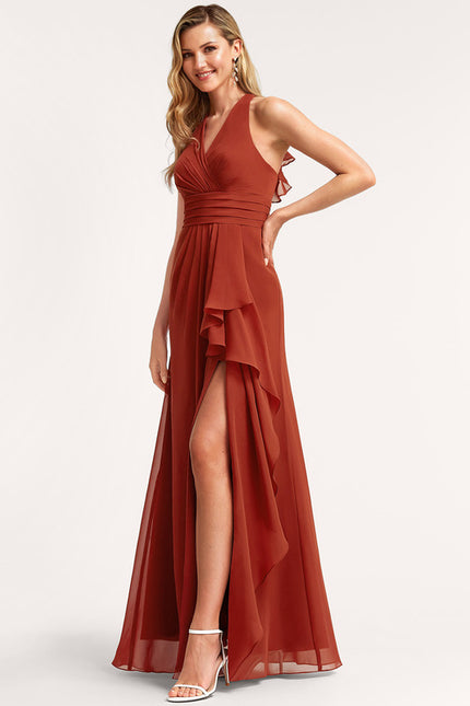 Robe Cérémonie Longue Volants Rose - gallery 2