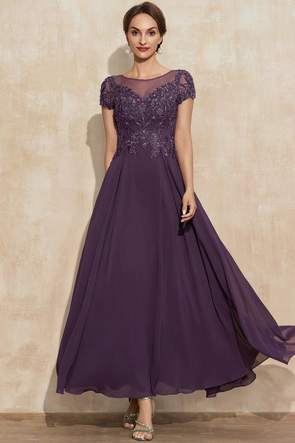 Robe Cérémonie Longue Violette Brodée - gallery 1