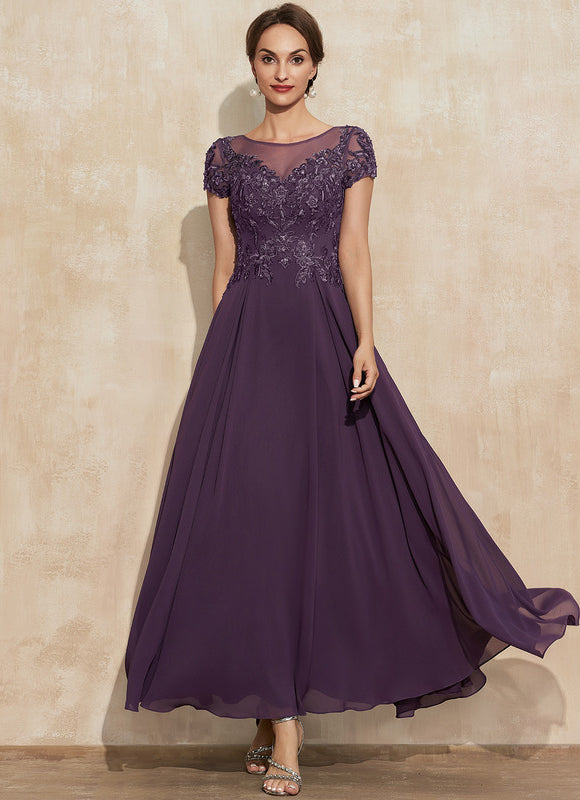 Robe Cérémonie Longue Violette Brodée - gallery 1