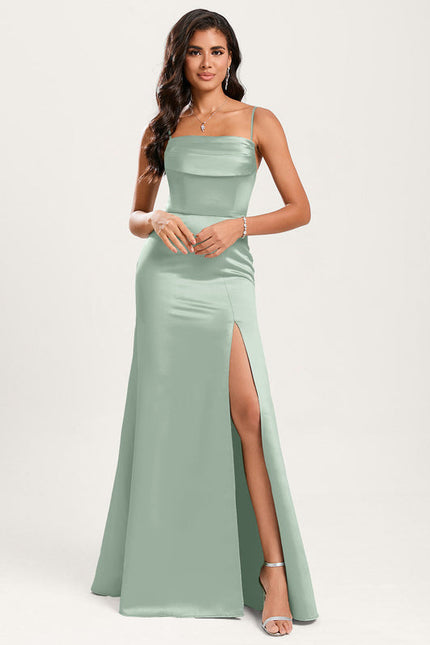 Robe Cérémonie Satin Vert Pâle - gallery 4