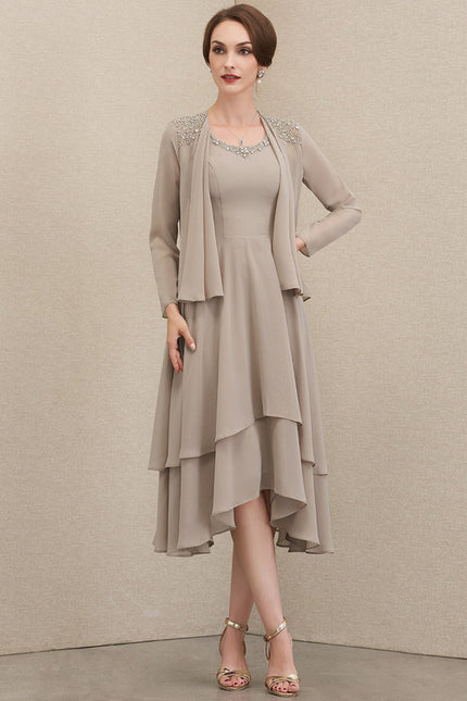 Robe Cérémonie Mousseline Taupe - gallery 1