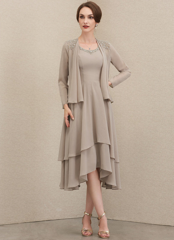 Robe Cérémonie Mousseline Taupe - gallery 1