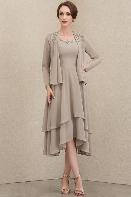 Robe Cérémonie Mousseline Taupe - gallery 1