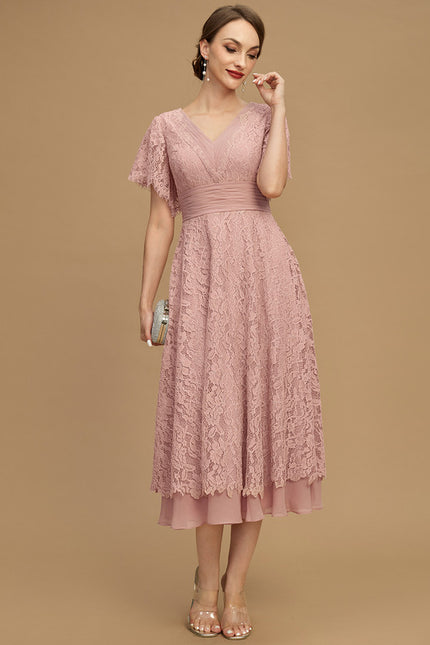 Robe Cérémonie Dentelle Rose Poudré - gallery 5