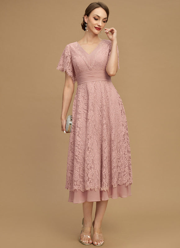 Robe Cérémonie Dentelle Rose Poudré - gallery 5