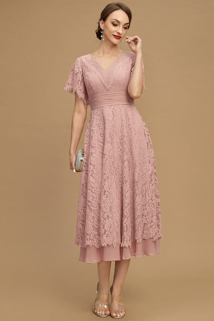Robe Cérémonie Dentelle Rose Poudré - gallery 5