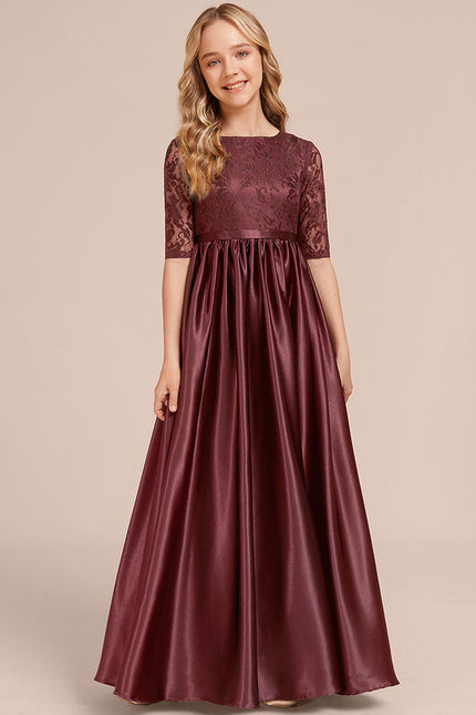 Robe Cérémonie Satin Bordeaux Chic