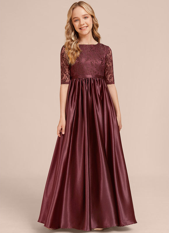 Robe Cérémonie Satin Bordeaux Chic
