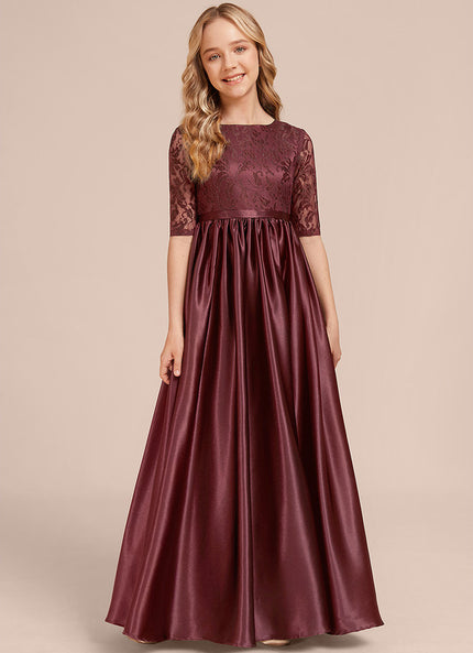 Robe Cérémonie Satin Bordeaux Chic