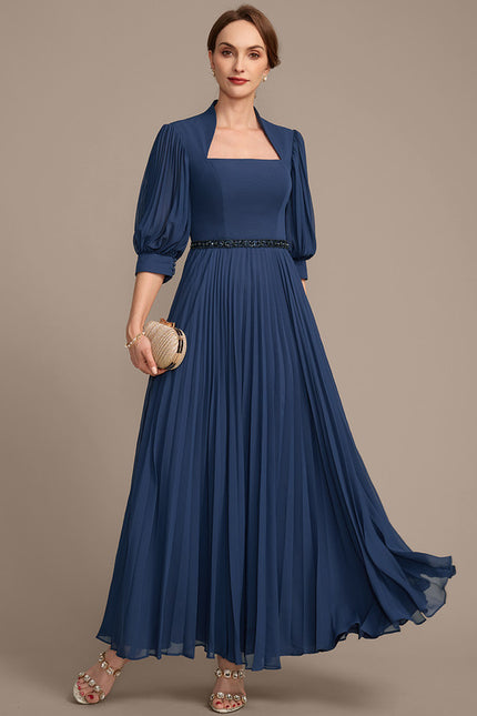 Robe Cérémonie Plissée Marine Élégante - gallery 5