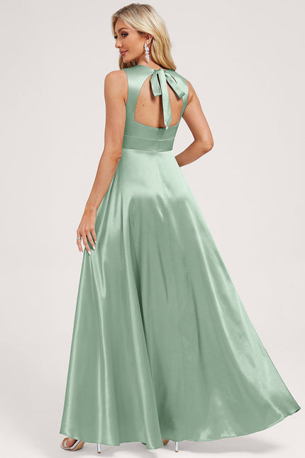 Robe Cérémonie Satin Vert Pastel - gallery 2