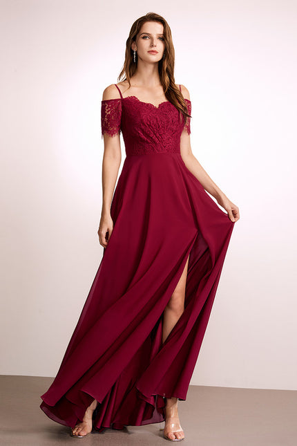 Robe Cérémonie Longue Rose Élégante