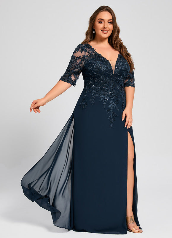 Robe Cérémonie Longue En Dentelle Marine - gallery 9