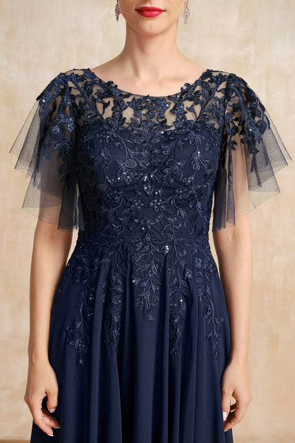 Robe Cérémonie En Dentelle Marine - gallery 5