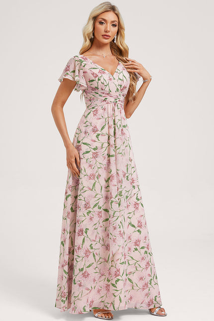 Robe Cérémonie Longue Volants Rose - gallery 1