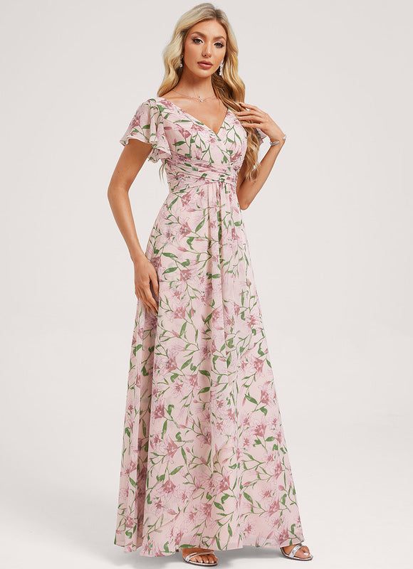 Robe Cérémonie Longue Volants Rose - gallery 1