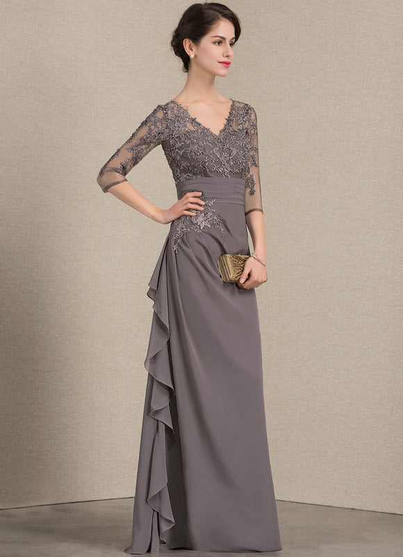 Robe Cérémonie Gris Souris Dentelle Élégante - gallery 3