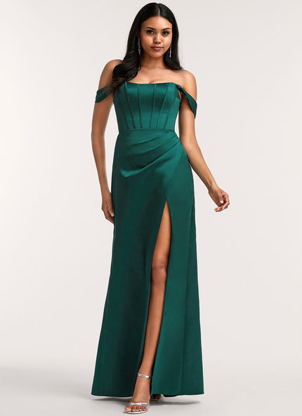 Robe Cérémonie Satin Émeraude Élégante