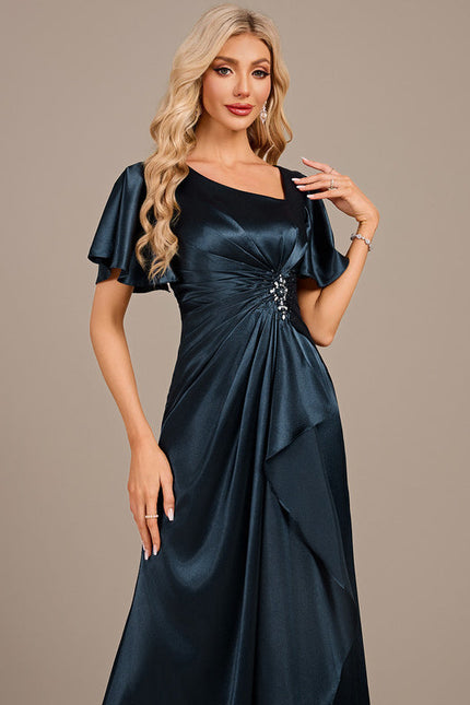 Robe Cérémonie Satin Bleu Nuit - gallery 1