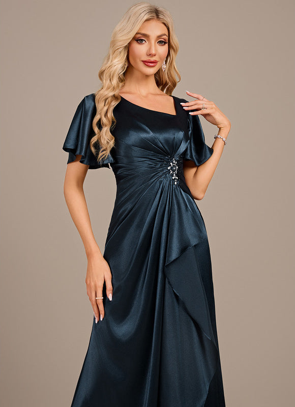 Robe Cérémonie Satin Bleu Nuit - gallery 1