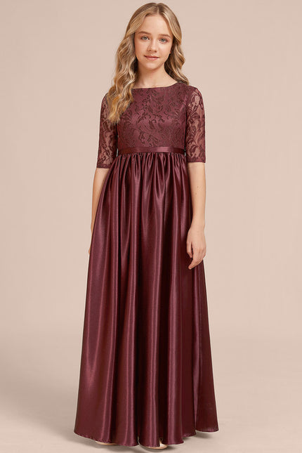 Robe Cérémonie Satin Bordeaux Chic - gallery 2