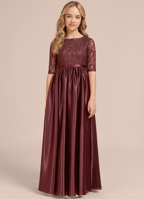 Robe Cérémonie Satin Bordeaux Chic - gallery 2
