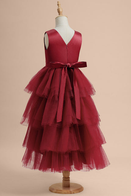 Robe Cérémonie Rouge Tulle Élégant - gallery 4