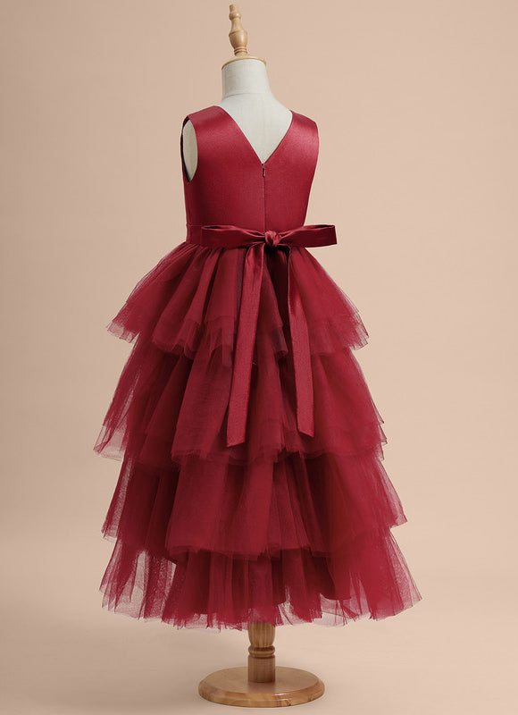 Robe Cérémonie Rouge Tulle Élégant - gallery 4