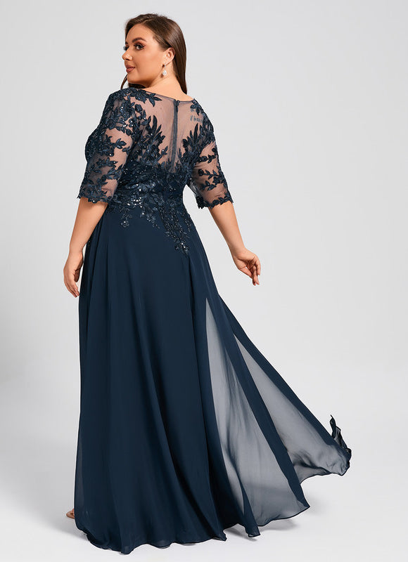 Robe Cérémonie Longue En Dentelle Marine - gallery 8