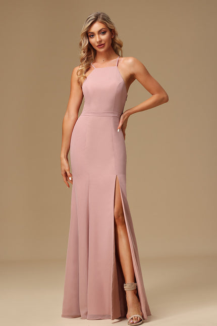 Robe Cérémonie Col Montant Chic