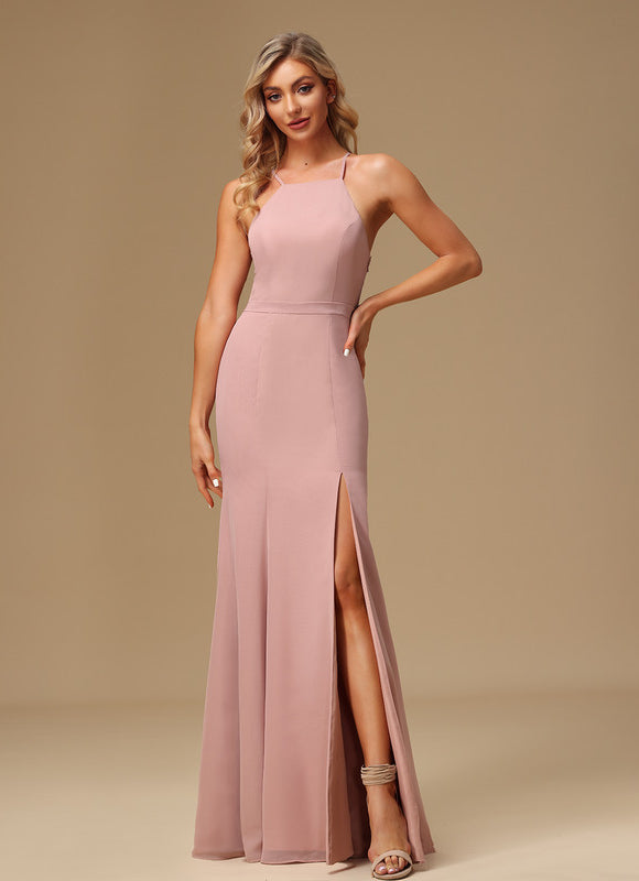 Robe Cérémonie Col Montant Chic