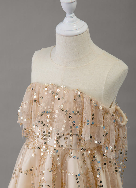 Robe Cérémonie Pailletée Dorée - gallery 1