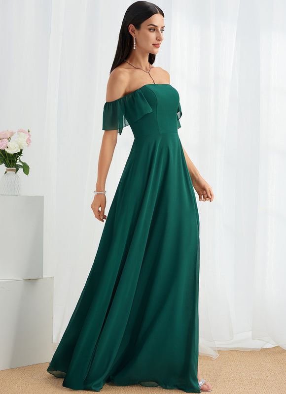 Robe Cérémonie Mousseline Vert Profond - gallery 1