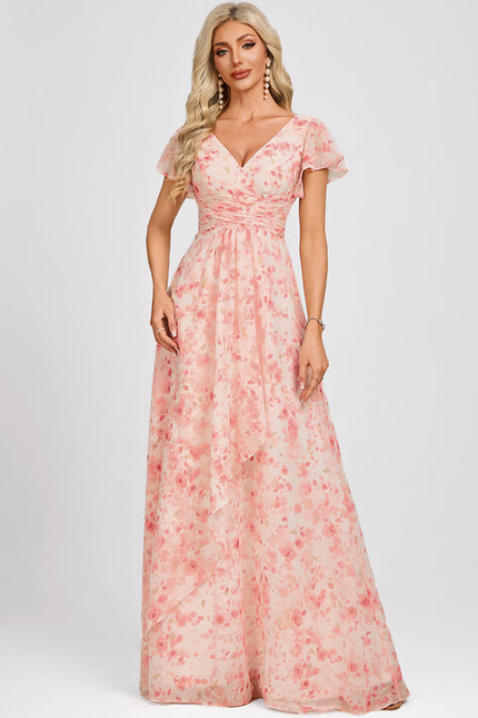 Robe Cérémonie Longue Volants Rose - gallery 1