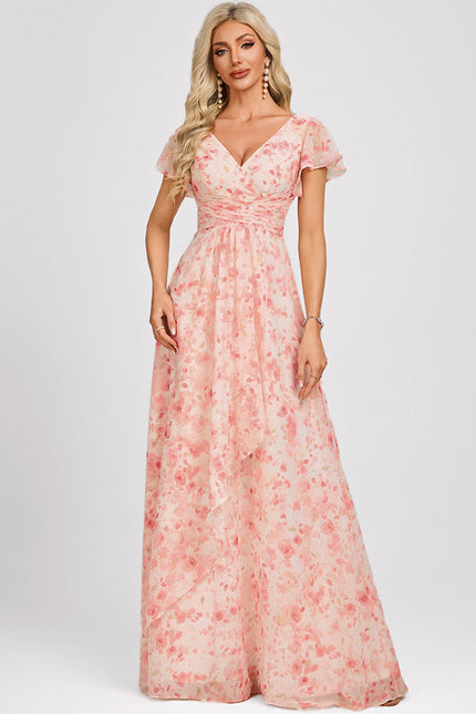 Robe Cérémonie Longue Volants Rose - gallery 1