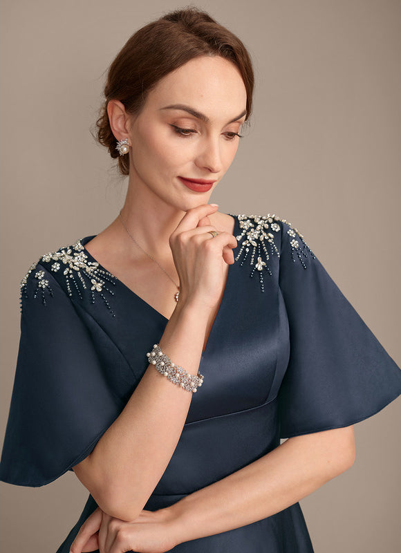 Robe Cérémonie Satin Marine Élégant - gallery 1