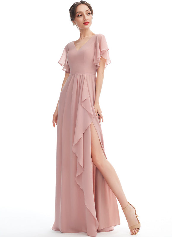 Robe Cérémonie Longue Volants Rose - gallery 2