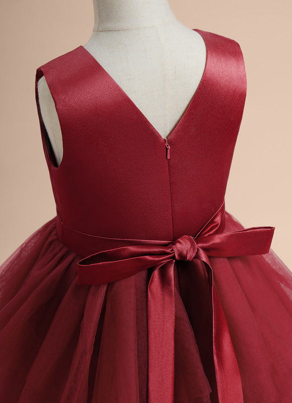 Robe Cérémonie Rouge Tulle Élégant - gallery 2