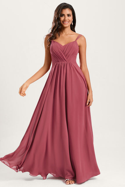 Robe Cérémonie Longue Volants Rose