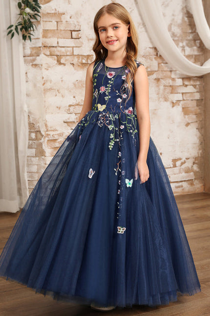 Robe Cérémonie Tulle Navy Floral - gallery 1