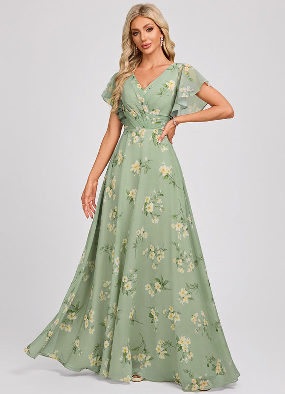 Robe Cérémonie Longue Volants Rose - gallery 2