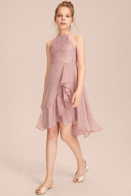 Robe Cérémonie Volants Rose Pâle - gallery 3