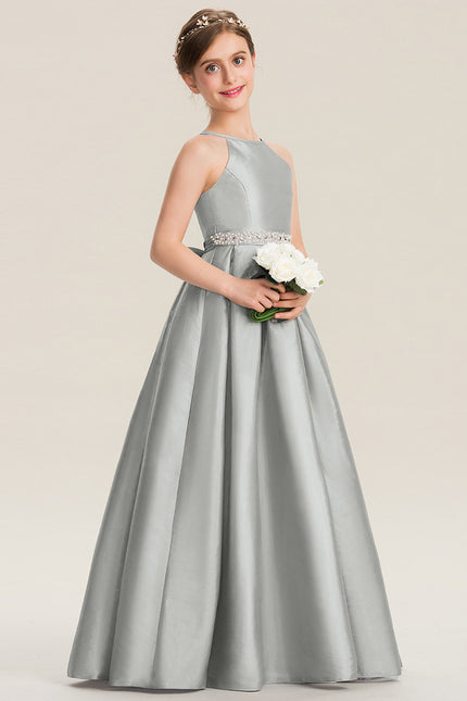 Robe Cérémonie Gris Perle Satin - gallery 2