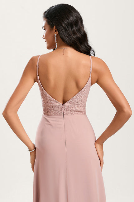 Robe Cérémonie Longue Rose Élégante - gallery 5