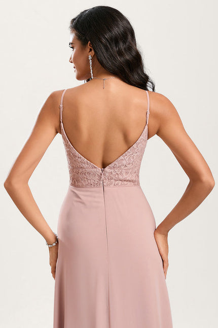 Robe Cérémonie Longue Rose Élégante - gallery 5