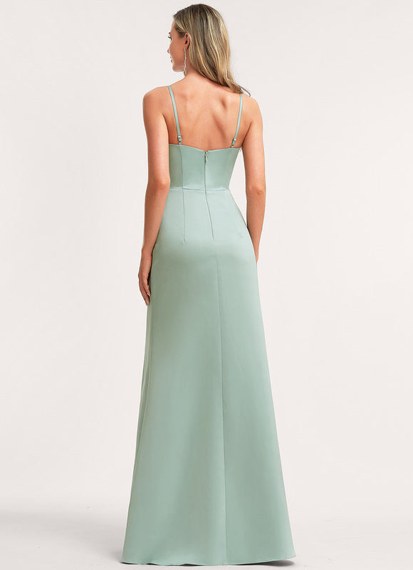 Robe Cérémonie Satin Vert Deau - gallery 4