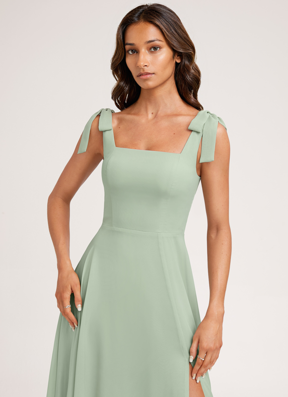 Robe Cérémonie Mousseline Verte - gallery 3