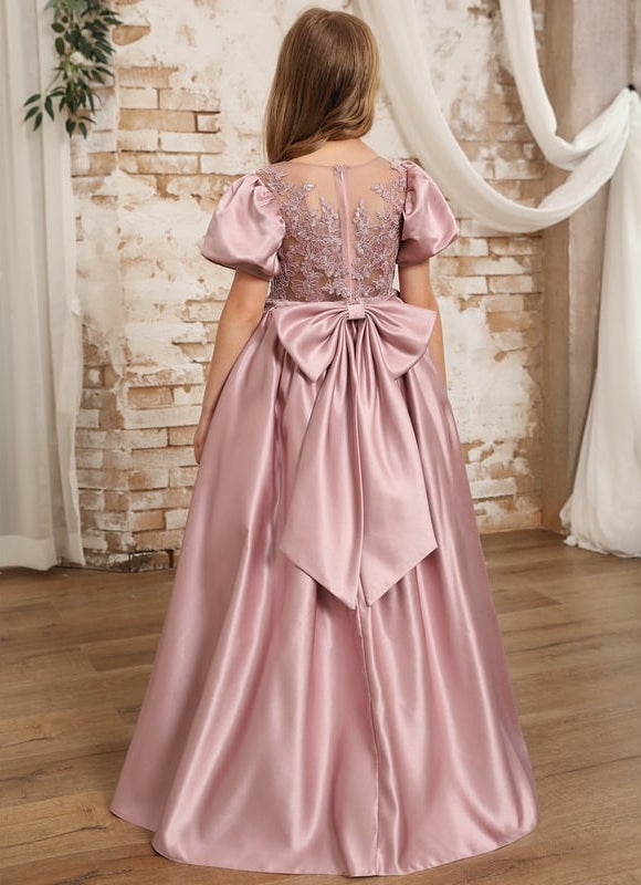 Robe Cérémonie Satin Rose Brodée - gallery 4