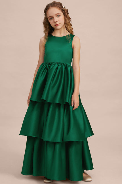Robe Cérémonie Satin Vert Émeraude - gallery 3