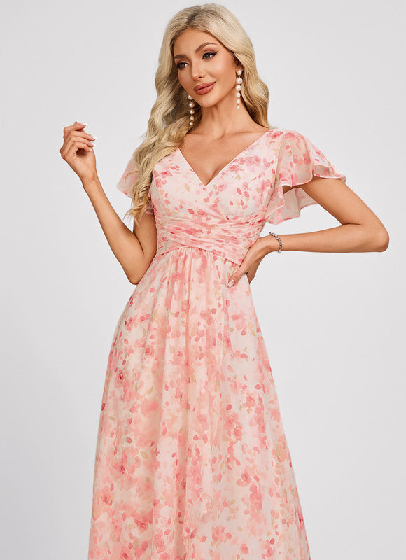 Robe Cérémonie Longue Volants Rose - gallery 4